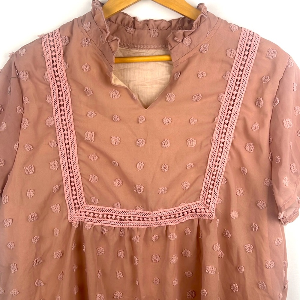 Dusty Rose Pink Women’s Blouse‎ Size 2XL Short Sleeve 100% Polyester - Picture 2 of 5
